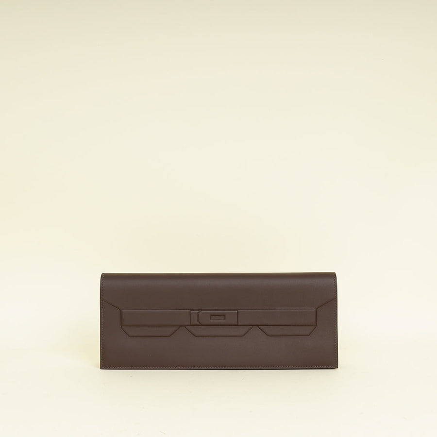 Hermes Rouge Sellier Birkin Shadow Clutch