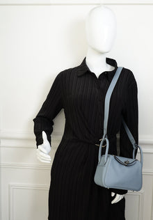 Hermes Bleu Lin Mini Lindy Bag