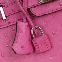 Hermes Rose Pourpre Sellier Ostrich Birkin 25 Bag