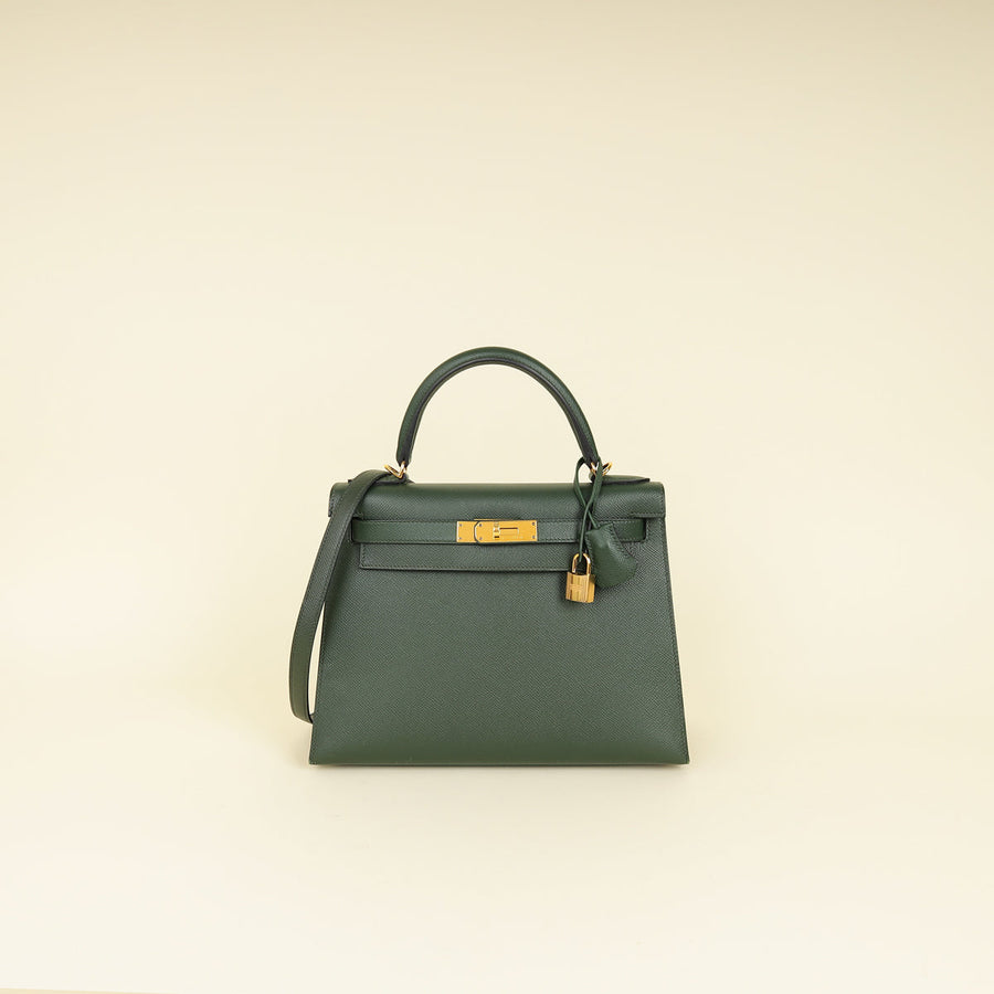 Hermes Vert Anglais Sellier Kelly 28 Bag