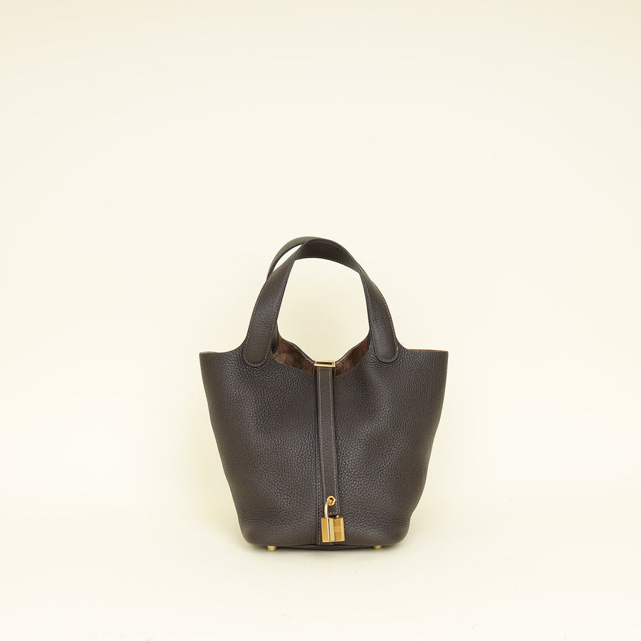 Hermes Chocolate Picotin Lock 18 Bag