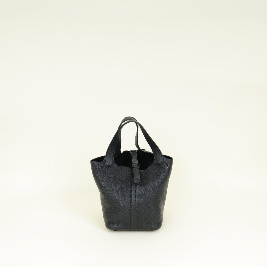 Hermes Monochrome Picotin Lock 18 Bag W/ Twilly