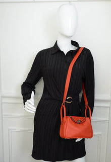 Hermes Terre Battue Capucine Verso Mini Lindy Bag