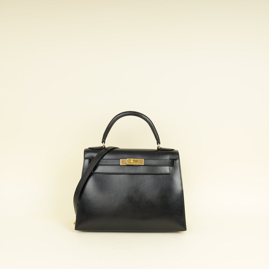 Hermes Noir Vintage Sellier Kelly 28 Bag