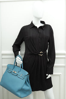 Hermes Blue Jean Retourne Birkin 35 Bag