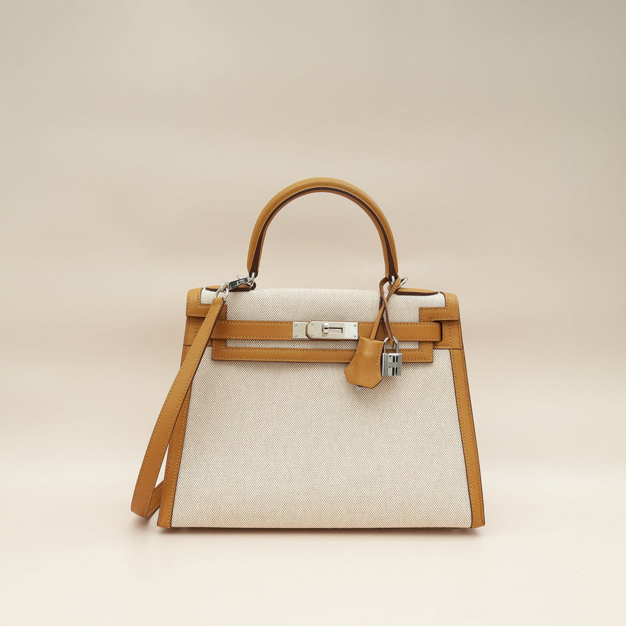 Hermes Bicolor Toile H Swift Kelly Sellier 28 Bag