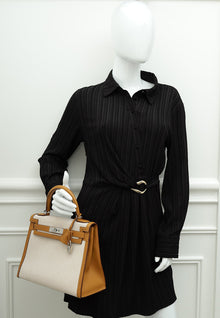 Hermes Bicolor Toile H Swift Kelly Sellier 28 Bag