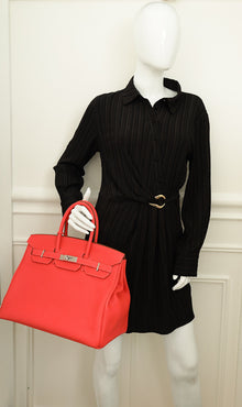 Hermes Rouge Pivoine Retourne Birkin 35 Bag