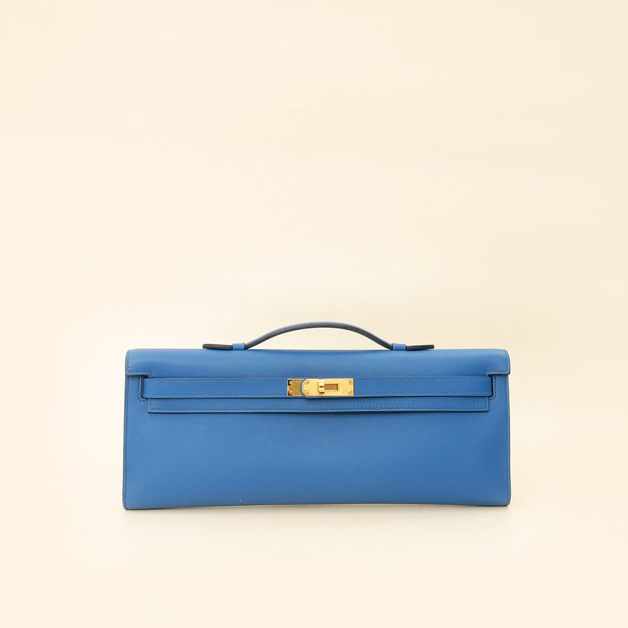 Hermes Bleu Izmir Kelly Cut Clutch