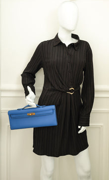 Hermes Bleu Izmir Kelly Cut Clutch
