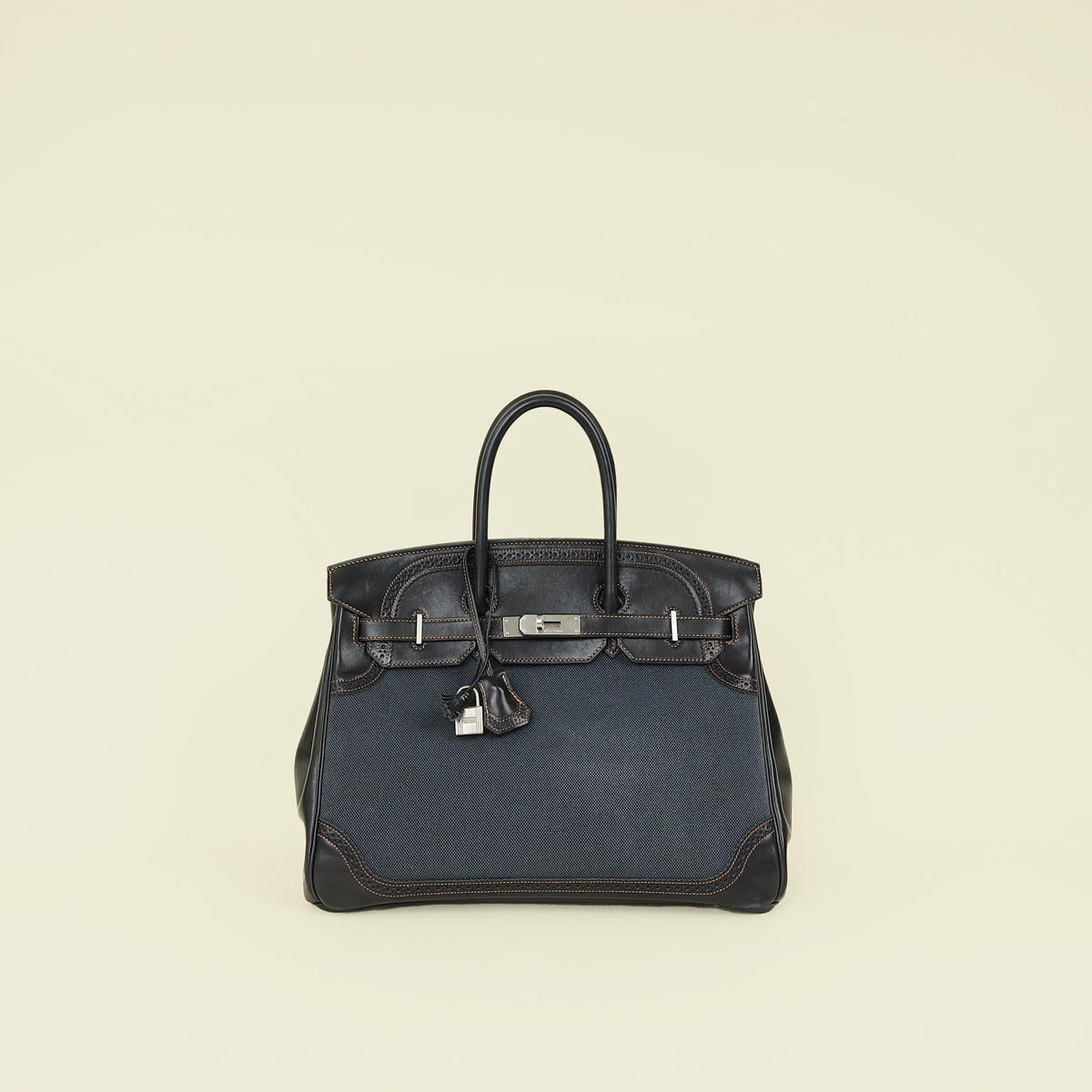 Hermes Noir Ghillies Birkin 35 Bag
