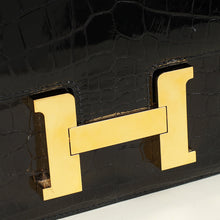 Hermes Noir Verso Shiny Alligator Constance 24 Bag
