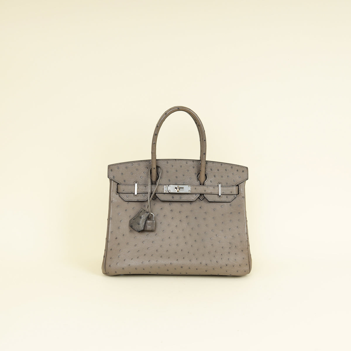 Hermes Gris Agate Ostrich Verso Birkin 30 Bag