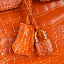 Hermes Orange Shiny Crocodile Porosus Birkin 35 Bag