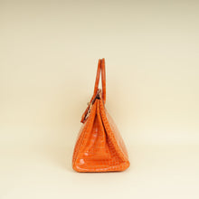 Hermes Orange Shiny Crocodile Porosus Birkin 35 Bag