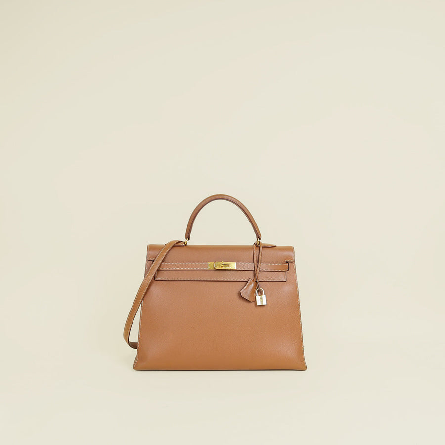 Hermes Gold Sellier Kelly 35 Bag