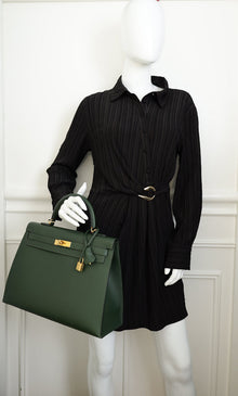 Hermes Vert Anglais Kelly 35 Sellier Bag