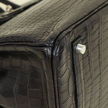 Hermes Noir Matte Porosus Crocodile Birkin 35 Bag