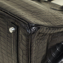 Hermes Noir Matte Porosus Crocodile Birkin 35 Bag