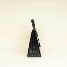 Hermes Noir Vintage Shiny Crocodile Kelly 32 Bag