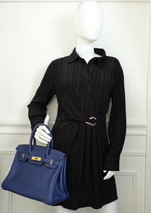 Hermes Bleu Saphire Birkin 30 Evercolor Bag