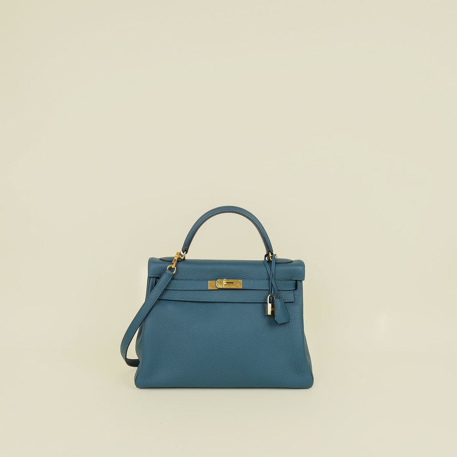 Hermes Bleu Colvert Kelly 32 Retourne Bag
