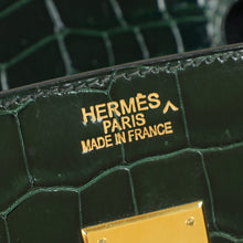 Hermes Vert Emerald Shiny Porosus Crocodile Birkin 35 Bag