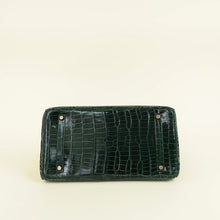 Hermes Vert Emerald Shiny Porosus Crocodile Birkin 35 Bag