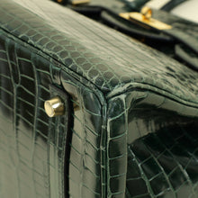 Hermes Vert Emerald Shiny Porosus Crocodile Birkin 35 Bag