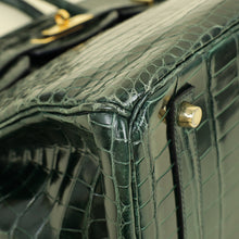 Hermes Vert Emerald Shiny Porosus Crocodile Birkin 35 Bag