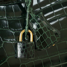 Hermes Vert Emerald Shiny Porosus Crocodile Birkin 35 Bag