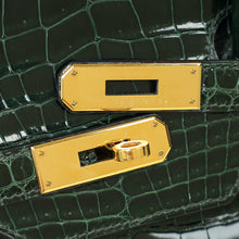 Hermes Vert Emerald Shiny Porosus Crocodile Birkin 35 Bag