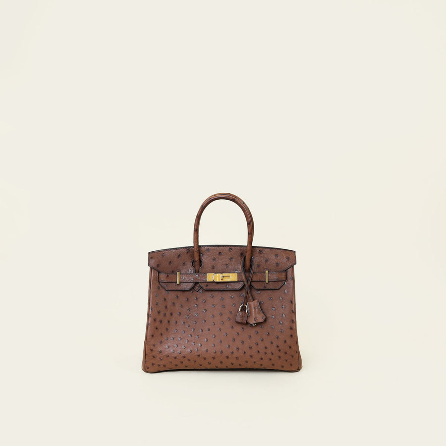 Hermes Maroon Fonce Ostrich Birkin 30 Bag