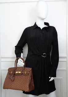 Hermes Maroon Fonce Ostrich Birkin 30 Bag