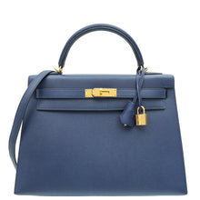 Hermes Bleu Saphire Kelly 32 Sellier Bag