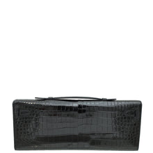 Hermes Noir Kelly Cut Shiny Crocodile Porosus Bag