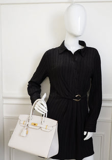 Hermes Gris Pale Sellier Birkin 30 Bag
