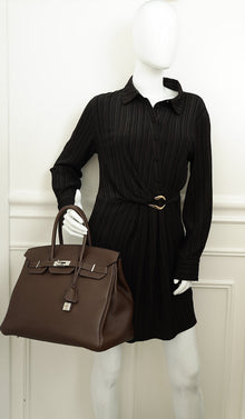 Hermes Chocolate Retourne Birkin 35 Bag