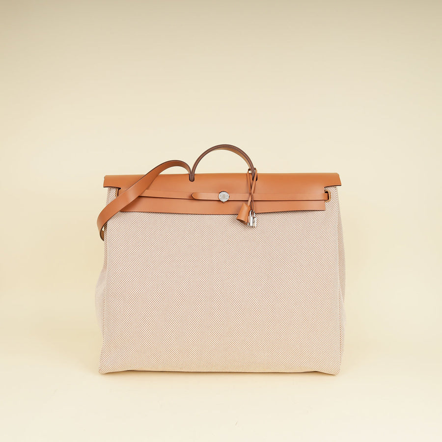 Hermes Natural Herbag Zip 50 Retourne Cabine Bag