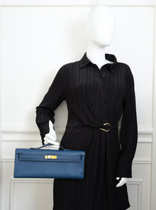 Hermes Bleu France Kelly Cut Clutch