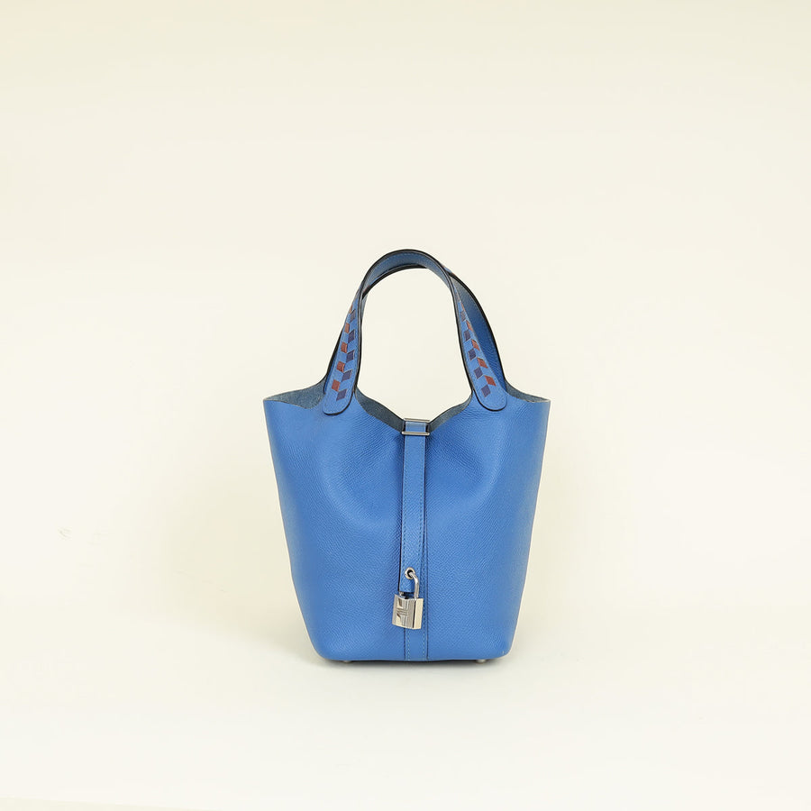 Hermes Tricolor Picotin Lock 18 Tressage De Cuir Bag