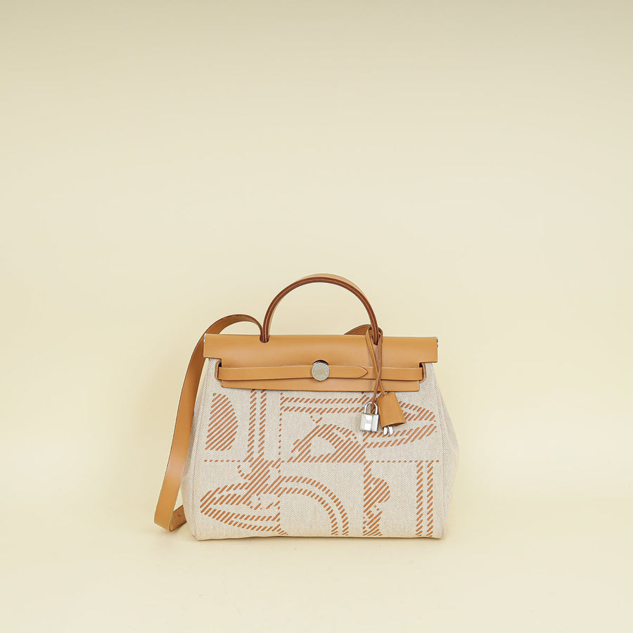 Hermes Naturel "Brides de Gala Desordre" Motif Herbag Zip 31 PM Bag