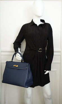 Hermes Bleu Indigo Retourne Kelly 35 Bag