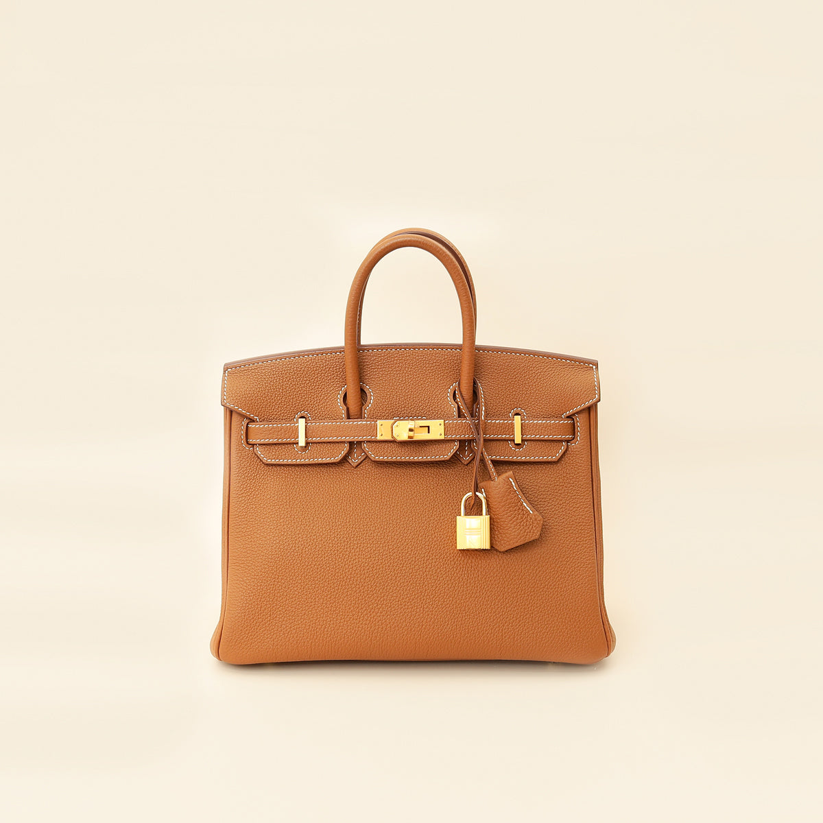 Hermes Gold Birkin 25 Retourne Bag
