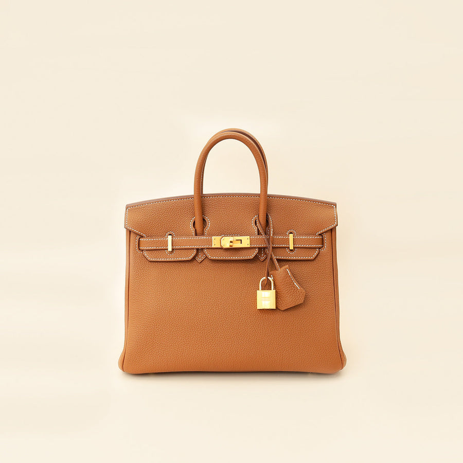 Hermes Gold Birkin 25 Retourne Bag