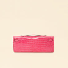 Hermes Fuchsia Shiny Porosus Crocodile Kelly Cut Bag