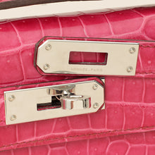 Hermes Fuchsia Shiny Porosus Crocodile Kelly Cut Bag