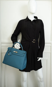 Hermes Cobalt Kelly 32 Retourne Bag