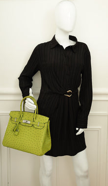 Hermes Vert Anis Ostrich Birkin 30 Bag