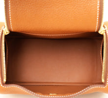 Hermes Gold Lindy II Mini Bag W/ Grain Toile Canvas Shoulder Strap
